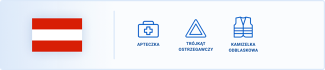 Obowiązkowym wyposażeniem w Austrii są apteczka, trójkąt ostrzegawczy i kamizelka odblaskowa