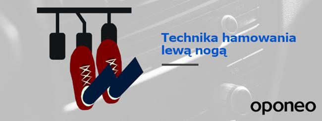 Graficzne przedstawienie techniki hamowania lewą nogą.