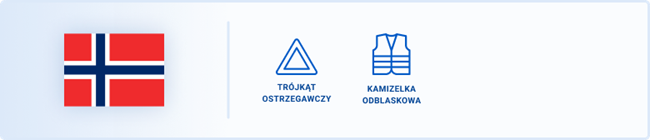 Obowiązkowym wyposażeniem w Norwegii są trójkąt ostrzegawczy i kamizelka odblaskowa