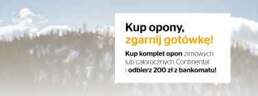 Kup komplet opon zimowych lub całorocznych Continental, zgarnij cashback! Wejdź na stronę i dowiedz się więcej o promocji!