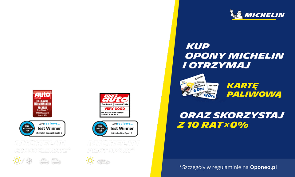 Kup opony Michelin i otrzymaj kod na paliwo oraz skorzystaj z rat 10 x 0%